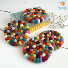 Load image into Gallery viewer, Rainbow Felt Ball Coasters - Set of 4