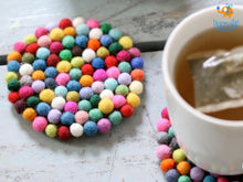 Load image into Gallery viewer, Rainbow Felt Ball Coasters - Set of 4