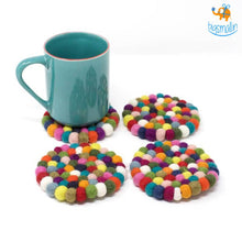 Load image into Gallery viewer, Rainbow Felt Ball Coasters - Set of 4