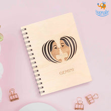 Load image into Gallery viewer, Sun Sign Laser Cut Wooden Diary
