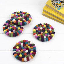 Load image into Gallery viewer, Rainbow Felt Ball Coasters - Set of 4
