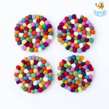 Load image into Gallery viewer, Rainbow Felt Ball Coasters - Set of 4
