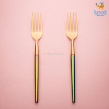 Load image into Gallery viewer, Holographic Golden Metallic Cutlery Set
