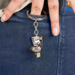 Toilet Pot Metallic Keychain